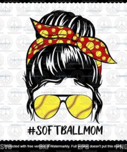 Funny Softball Mom Messy Bun Mama Mother's Day Sporty Mom Svg, Customizable Layered Svg, Svg Eps Png Dxf