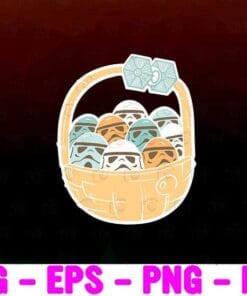 Funny Star Wars Stormtrooper Easter Basket TIE Fighter, Star Wars Fan, Eggs, Cute Eggs, Svg. layered Svg, Dxf, Eps, Png