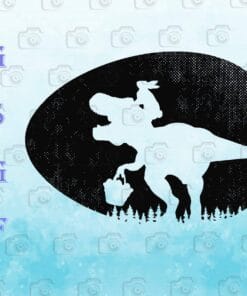 Funny T Rex Rabbit, Dinosaur Easter, Bunny Egg, Cute Dino and bunny, Easter Day, Bunny Riding T Rex, Layered SVG, DXF, PNG, EPS