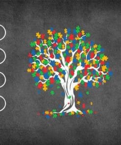 Funny Tree Of Life Autism, Autism Month, Funny ASD, Supporter Gift, Puzzle Tree, Colorful Puzzle Pieces Layered Svg Eps Png Dxf