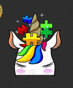 Funny Unicorn Autism Awareness Puzzle Pieces Gift Girls Kids, Cute Unicorn, Autism Girl, Gift for Kids, Layered SVG, DXF, PNG, EPS