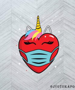 Funny Unicorn Heart Mask, Valentine Day, Happy Valentine, Funny Heart, Heart Wearing Mask, Cute Gift Layered Svg, Svg Eps Png Dxf