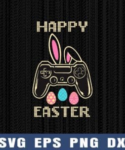 Funny Video Game Easter Bunny Gaming Controller Gamer Boys Girls, Happy Easter, Cute Bunny, Eggs, SVG PNG DXF, EPS, PDF