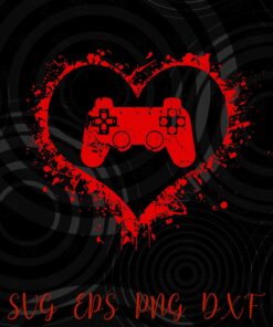 Gamer Heart, Valentines Day, Video Games, Boys Kids Teens Gift, Red Heart, Gift For Gamer, Gift Funny Layered Svg, Svg Eps Png Dxf