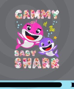 Gammy Of The Baby Shark, Birthday Gammy Shark, Baby Shark, Shark Family, Flower Pattern, Baby Shark Lovers, Gift for Kids, Customizable Png