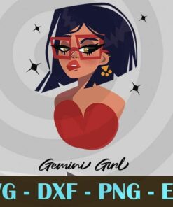 Gemini Girl Zodiac cute Girl Watercolor Design Bundles Customizable Layered Svg, Svg Eps Png Dxf