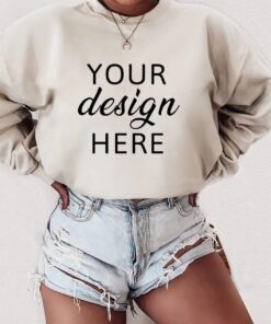 Gildan 18000 Mockup | Gildan Sand Sweatshirt Mockup | 18000 Model Trendy Mockup | 18000 Chic Mockup | 18000 Stylish Mockup