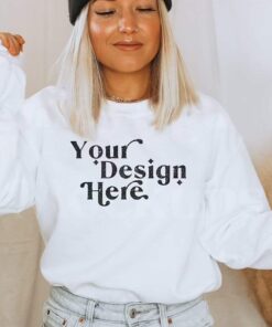Gildan 18000 Mockup | Gildan White Sweatshirt Mockup | Sweatshirt Model Mockup | Gildan Sweatshirt Mockup | White Sweatshirt Mockup