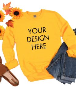 Gildan 18000 Mockup | Gold | Gildan 18000 Sweatshirt | 18000 Mockup | Crewneck Flat Lay | Autumn or Fall Mockup | Gold Sweater Mockup