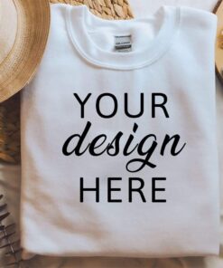 Gildan 18000 Mockup, White Sweatshirt, Flat Lay, Boho Mockup, G180 Mockup