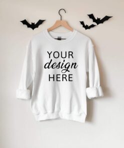 Gildan 18000 Mockup, White Sweatshirt Mockup