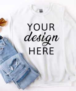 Gildan 18000 Mockup, White Sweatshirt Mockup, G180 Mockup