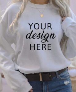 Gildan 18000 Mockup, White Sweatshirt, Model Mockup, Boho Mock up, G180 Mockup