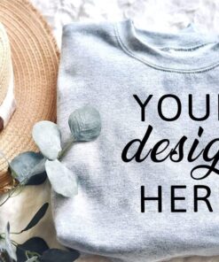 Gildan 18000 Sweatshirt Mockup - Sport Grey Color - Digital Photos - Heavy Blend Sweatshirt - Flat Lay
