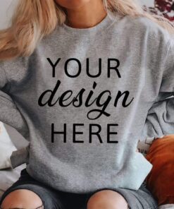 Gildan 18000 Sweatshirt Mockup - Sport Grey Color - Heavy Blend Sweatshirt - Model Mockup - Fall Mockup - Halloween Mockup
