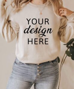 Gildan 18000 Sweatshirt Mockup- Sand- Heavy Blend Sweatshirt - Model Mockup - Sand Mockup JPEG- PNG Digital Mockup