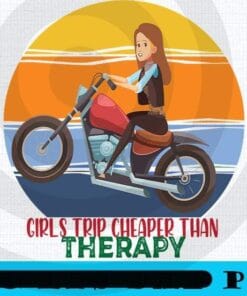 Girls biker cool Girls Girl's Trip Cheaper Than Therapy, Girl's Weekend Vacation Trip, Women Getaway, Winery Tour, Spa Weekend, Customizable PNG
