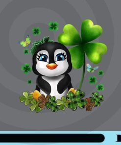 Girls St Patricks Day Penguin Kid's Cute Dinosaur Shamrock Customizable PNG