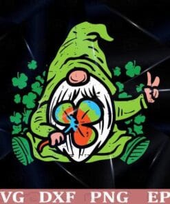 Gnome, Tie Dye, Shamrock, Clover, St Patricks, Day Hippie Gift, Layered Svg Eps Png Dxf