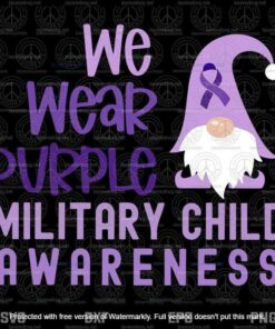 Gnome We Wear Purple Military Child Awareness Svg, Purple Gnome Svg, Military Soldier Svg, US Army Veteran, Military Child, Customizable Layered Svg, Png, Dxf, Eps