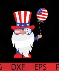 Gnomies holding Balloon, Patriotic Gnomies Bundle, 4th Of July Gnomies, Independence Day Customizable Layered Svg, Svg Eps Png Dxf