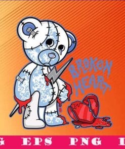 Gothic BH Bear Graphic,Broken Heart, Match the Jordan 1, Hyper Royal, Gothic Bear, Creepy Bear, SVG PNG DXF, EPS, PDF