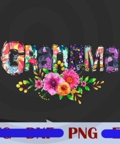 Grandma word by Flower,Gift For Grandma,Loving Grandmother , Floral Grandma word Gift From GrandKids Customizable Png