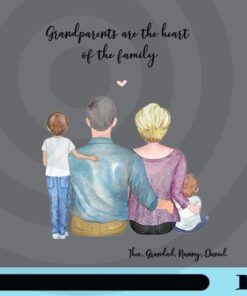 Grandparent Are The Heart Of The Family, Three Generations In Family,Grandchildren, Grandparent Gift, Personalised Name, Customizable png