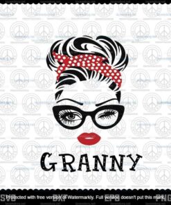 Granny Svg, Grandma Birthday Svg, Grandma Gift Design, Granny Face Glasses Svg Customizable Layered Svg, Svg Eps Png Dxf