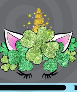 Green Shamrocks Irish Cute Unicorn Girls St Patrick's Day, Cute Kids Unicorn, Unicorn St. Patrick's Day, Sparkle Unicorn Customizable Png