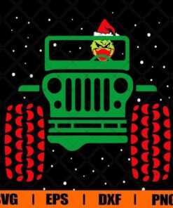 Grinch Wearing Face Mask In A Jeep Funny Ugly Christmas Gift , Grinch Driving Jeep, jeep Lover, Christmas, Svg Eps Png Dxf
