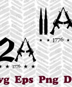 Gun Design, 1776 Stars Rights, 1776, Second Amendment, 2nd Amendment, Gun Rights, gun Owner Gift, Layered SVG, DXF, PNG, EPS