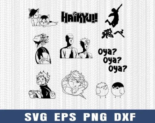 Haikyuu, Schweiden Adlers Team Sticker, Cute Cat, Humorous Anime Boys, Manga Characters, Layered Svg Eps Png Dxf