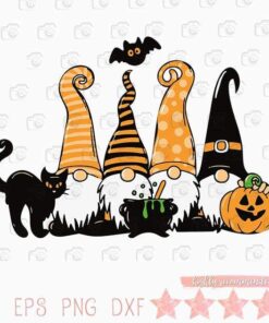 Halloween Gnome, Halloween Gnomies, Sublimation Gnomie, Cat Pumpkin Halloween, Bat, Layered Svg Eps Png Dxf