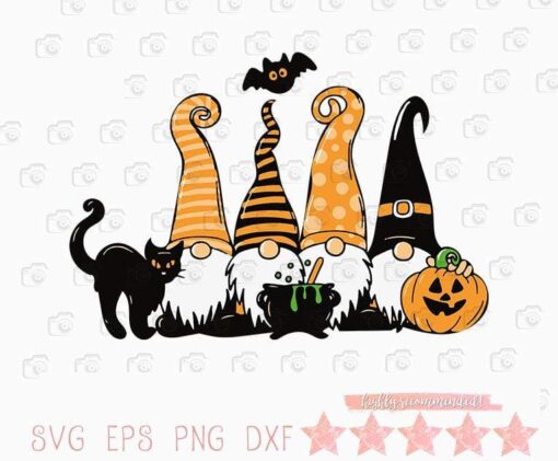 Halloween Gnome, Halloween Gnomies, Sublimation Gnomie, Cat Pumpkin Halloween, Bat, Layered Svg Eps Png Dxf