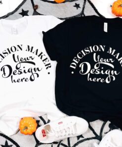 Halloween White and Black Bella Canvas 3001 Mockup, White Unisex T-shirt Mock Up, T-Shirt Mockup, Flat Lay T-shirt Mock up, Tshirt Mockup
