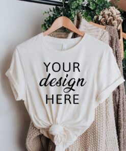 Hanging T Shirt Mockup | Bella Canvas 3001 Soft Cream | Boho Mockup