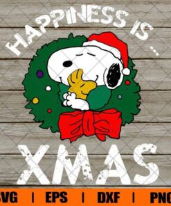 Happiness Is Xmas, Snoopy Christmas, Christmas Tree, Santa Snoopy, Layered SVG, DXF, PNG, EPS