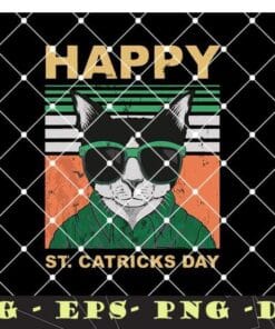 Happy Cat St. Patrick's Day, Cat Lovers, St. Patrick's Day, Cat Wearing Sunglasses, Love Cat, Cat Lovers Layered Svg Eps Png Dxf