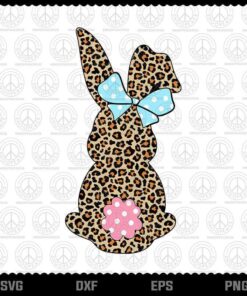 Happy Easter Cute Leopard Bunny, Cheetah Bunny, Rabbit Women, Funny Gift, Happy Easter, Layered Svg, Png, Dxf, Eps