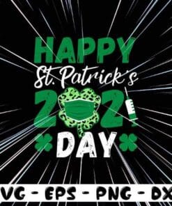 Happy St Patrick Day 2021, Shamrock Wears Facemask, Shamrock Leopard Pattern, Green Needle, Layered SVG, DXF, PNG, EPS