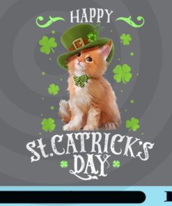 Happy St. Patrick's Day, Kitty Cat, Cat With Leprechauns's Hat, Shamrock, Young Clover, Love Kitty Customizable Png