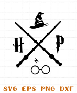 Harry Potter, Wizarding World, Magic Wand, Sorting Hat, Harry's Glasses, film,Lightning Bolt Layered SVG, DXF, PNG, EPS