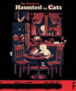 Haunted by cats , Halloween, Halloween Art, Trending, Cute Halloween, Cute Art, Funny art, scary Art, 2021 halloween, 2021 halloween gift, halloween theme, man gift, woman gift, Customizable PNG