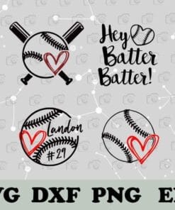 Heart Baseball, Hey Batter Batter, Baseball Game Day, Baseball London 29, MLB London, Love Baseball, SVG PNG DXF, EPS, PDF