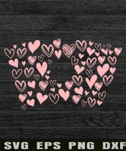Heart Love, Sweet Hearts Starbucks, Valentine Starbucks Layered Svg Eps Png Dxf