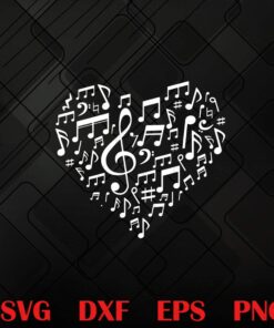 Heart Shape Musical Notes, Music lovers ,Gift Valentines Day, Heart Music, I Love Music Layered SVG, DXF, PNG, EPS