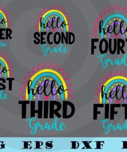 Hello Back to School svg, First day of School svg, Back to School bundle svg, Bundle of 6 Back to School svg Customizable Layered Svg, Svg Eps Png Dxf