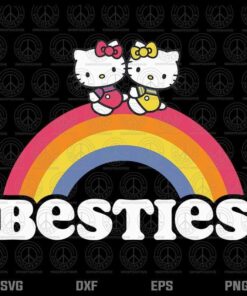 Hello Kitty and Mimmy Besties Hoodie Cat Customizable Layered Svg, Svg Eps Png Dxf