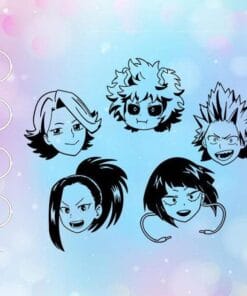 Hero Academia 5 characters, Black Color, Sketch, Aoyama, Mina, Kirishima, Jiro, Yaoyorozu Layered Svg Eps Png Dxf